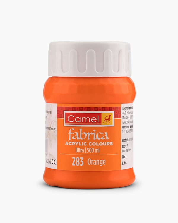 Camel Fabrica Acrylic Colours Individual bottle of Orange in 500 ml, Ultra range