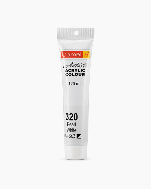 Camel Artist Acrylic Colour Individual tube of Pearl White in 120 ml