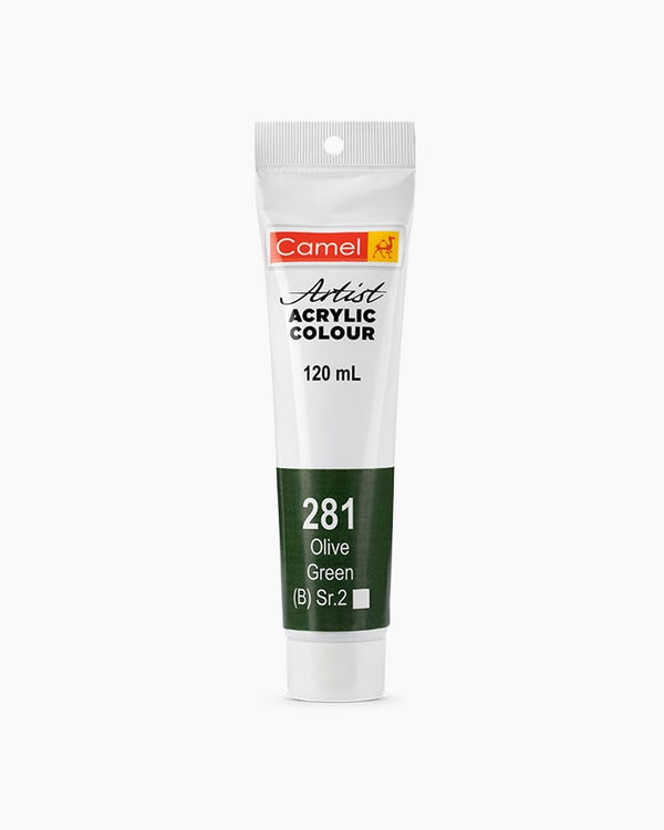 Camel Artist Acrylic Colour Individual tube of Olive Green in 120 ml