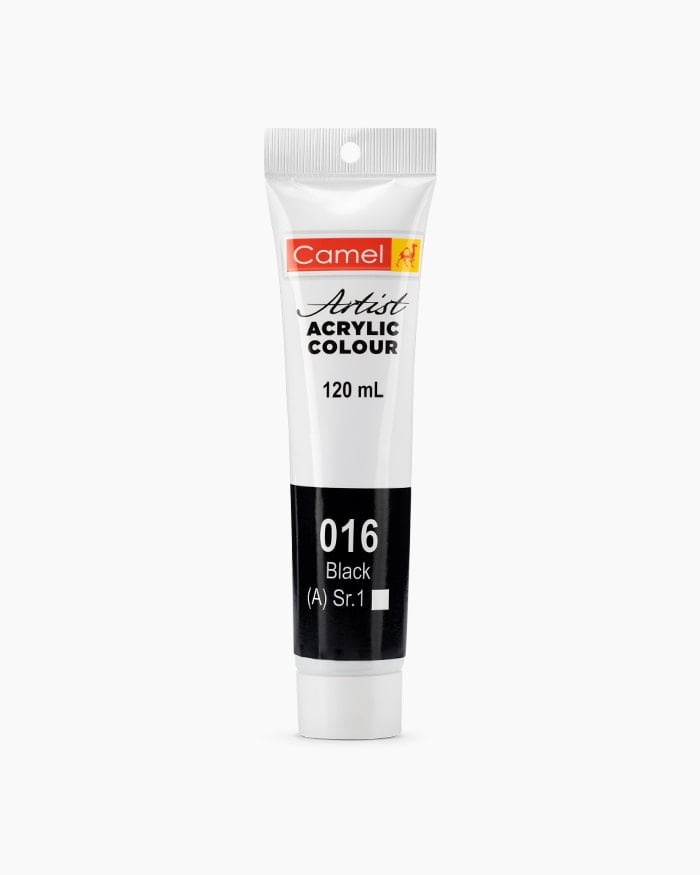 Camel Artist Acrylic Colour Individual tube of Black in 120 ml