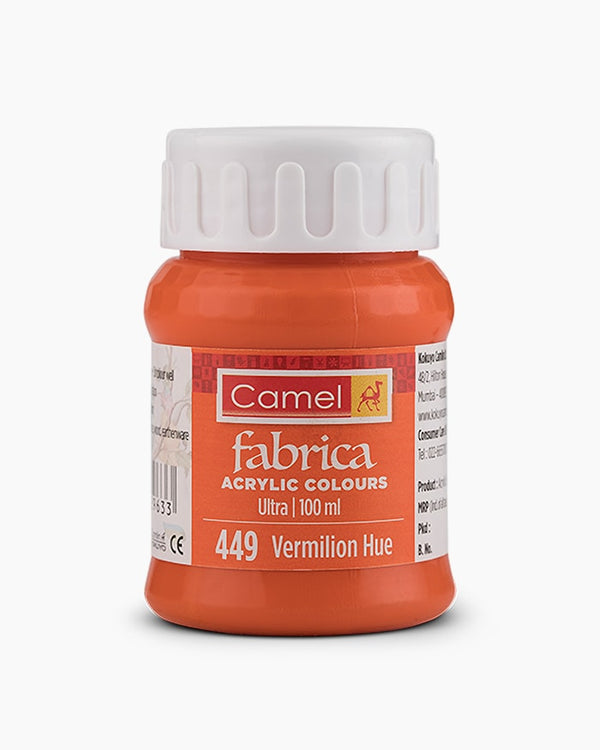 Camel Fabrica Acrylic Colours Individual bottle of Vermilion Hue in 100 ml, Ultra range