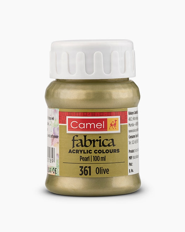 Camel Fabrica Acrylic Colours Individual bottle of Olive in 100 ml, Pearl range