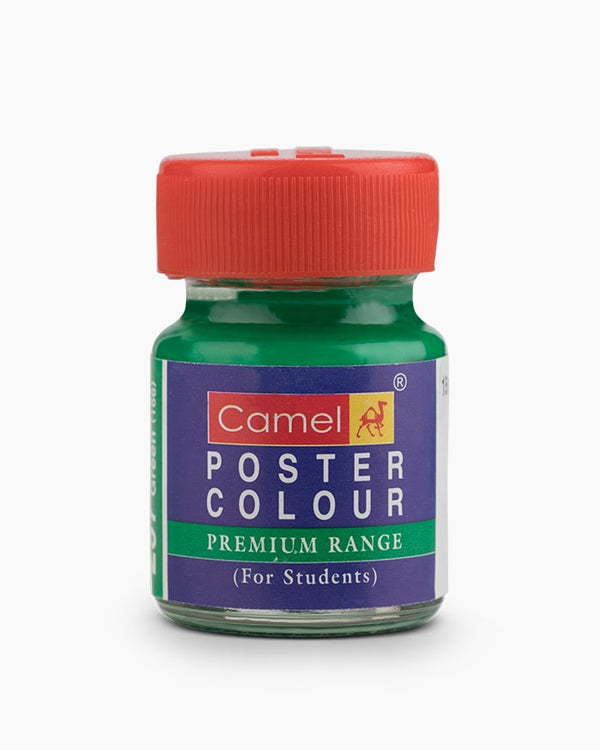 Camel Premium Poster Colour Individual bottle of Medium Green in 15 ml, (Pack of 2)