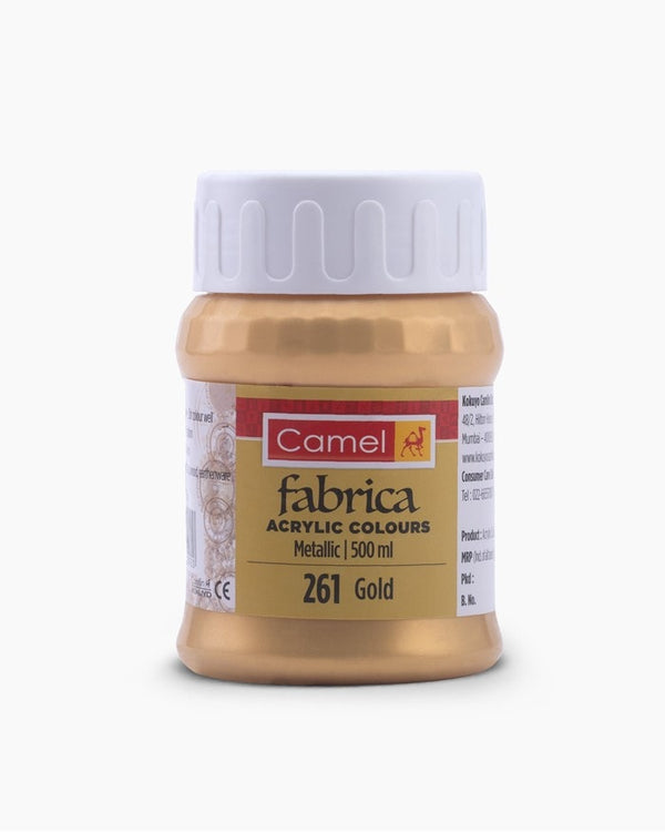 Camel Fabrica Acrylic Colours Individual bottle of Metallic Gold in 500 ml, Metallic range