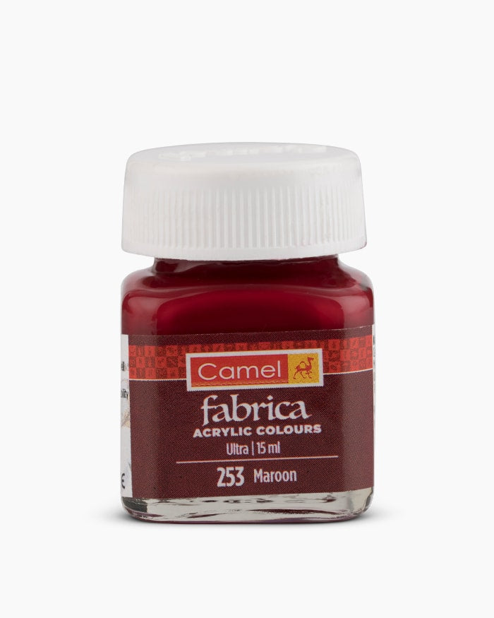 Camel Fabrica Acrylic Colours Individual bottle of Maroon in 15 ml, Ultra range (Pack of 2)