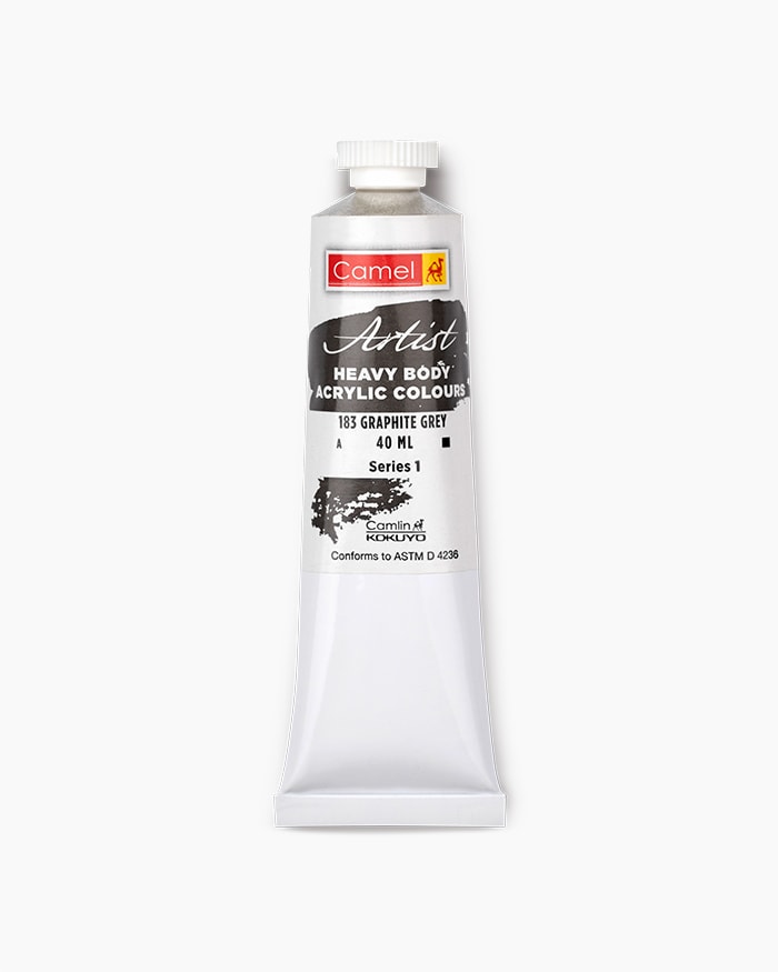 Camel Artist Heavy Body Acrylic Colour Individual tube of Graphite Grey in 40 ml