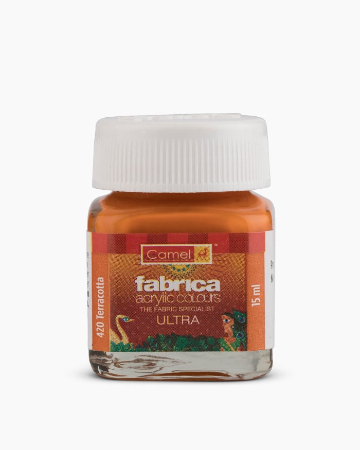 Camel Fabrica Acrylic Colours Individual bottle of Teracotta in 15 ml, Ultra range (Pack of 2)