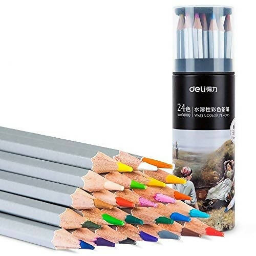 Deli W68100 Colored Pencil 7.1 mm x 177 mm Set of 24 - Brush Included
