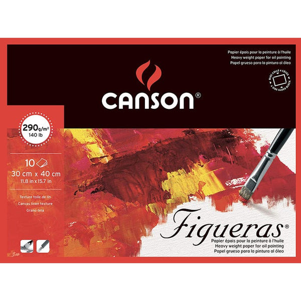 Canson Figueras 30x40cm Natural White Canvas Grain 290 GSM Oil Painting Paper, Glued on 4 Sides (Block of 10 Sheets)