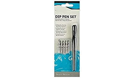 Artist Dip Pen Set With 5 Different Steel Nibs For Calligraphy & Dip Pen Writing or Cartoon Animation Lettering Sketching Art Drawing Mapping Decorative designs