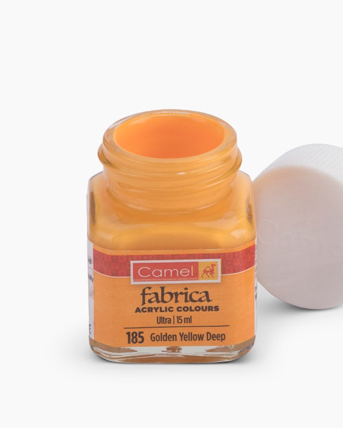 Camel Fabrica Acrylic Colours Individual bottle of Golden Yellow Deep in 15 ml, Ultra range (Pack of 2)