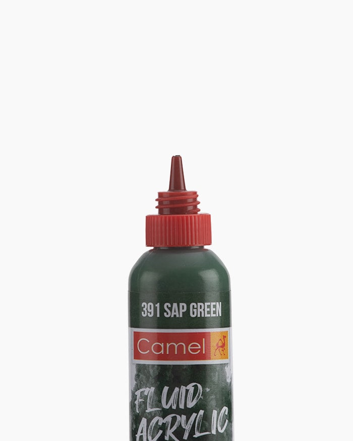 Camel Fluid Acrylic Colours Individual bottle of Sap Green in 50 ml