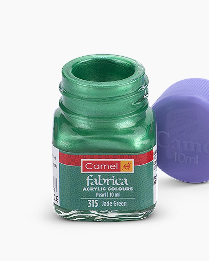 Camel Fabrica Acrylic Colours Individual bottle of Jade Green in 10 ml, Pearl range (Pack of 2)