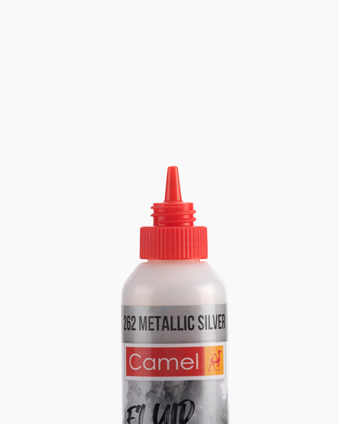 Camel Fluid Acrylic Colours Individual bottle of Metallic Silver in 50 ml