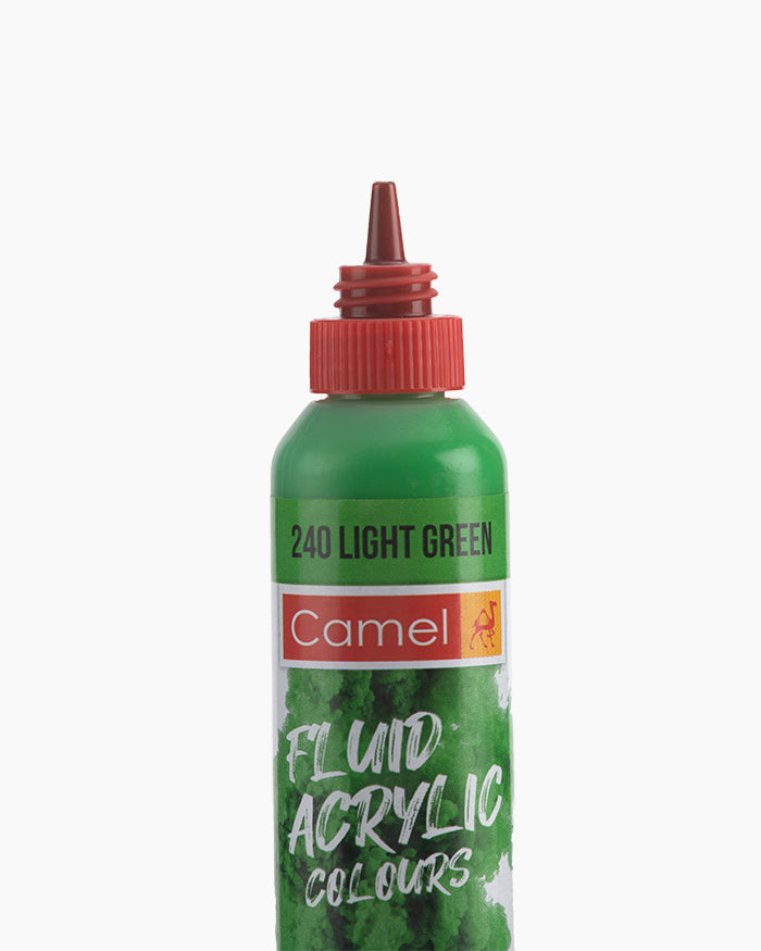 Camel Fluid Acrylic Colours Individual bottle of Light Green in 50 ml
