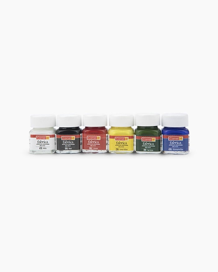 Camel Fabrica Acrylic Colours Assorted pack of 6 shades in 10ml, Ultra range