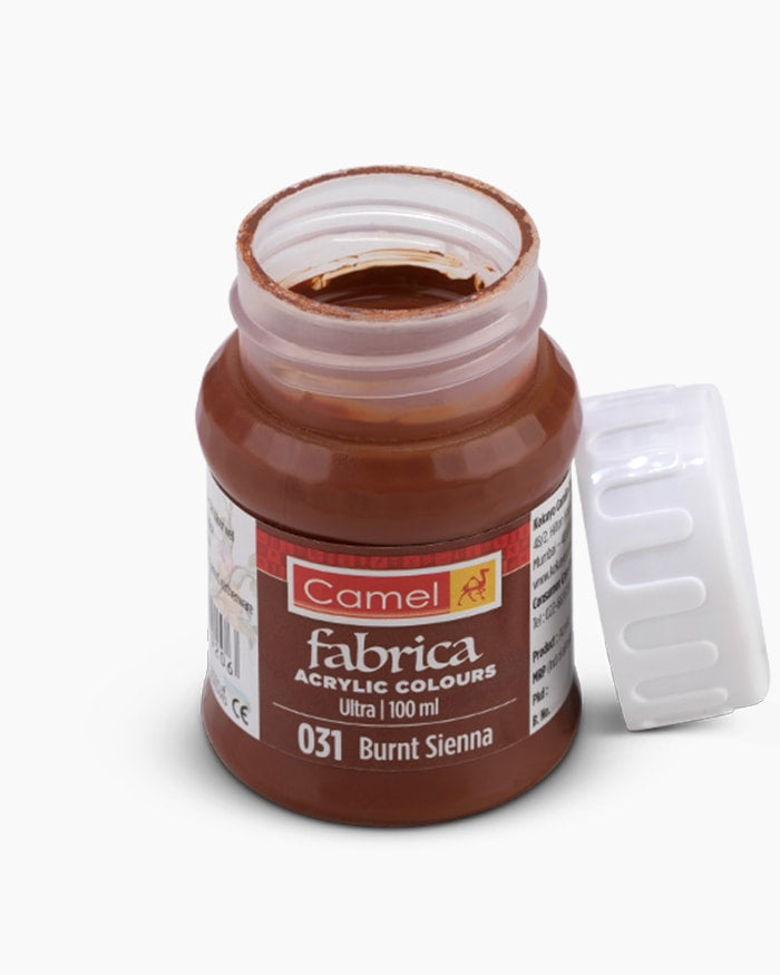 Camel Fabrica Acrylic Colours Individual bottle of Burnt Sienna in 100 ml, Ultra range