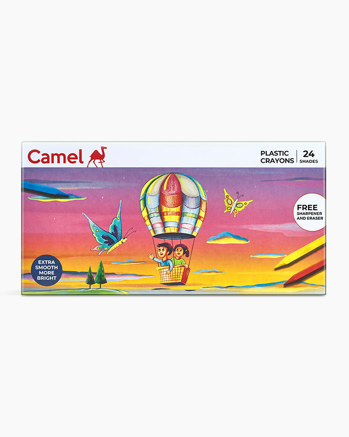 Camel Plastic Crayons: Assorted Pack of 24 Shades, Hexagonal, Pack of 2