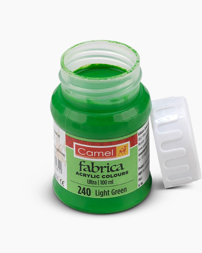 Camel Fabrica Acrylic Colours Individual bottle of Light Green in 100 ml, Ultra range