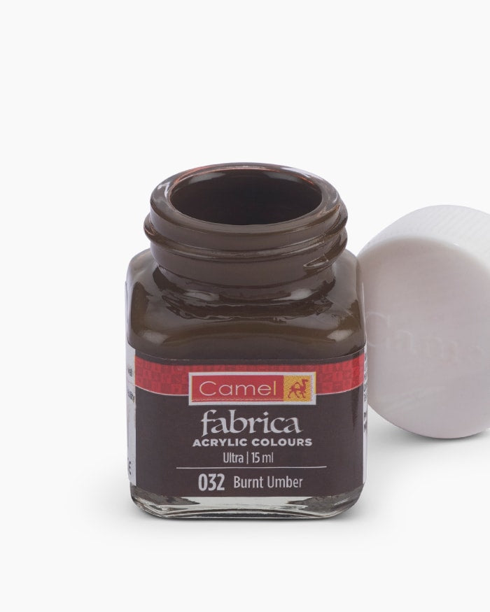 Camel Fabrica Acrylic Colours Individual bottle of Burnt Umber in 15 ml, Ultra range (Pack of 2)