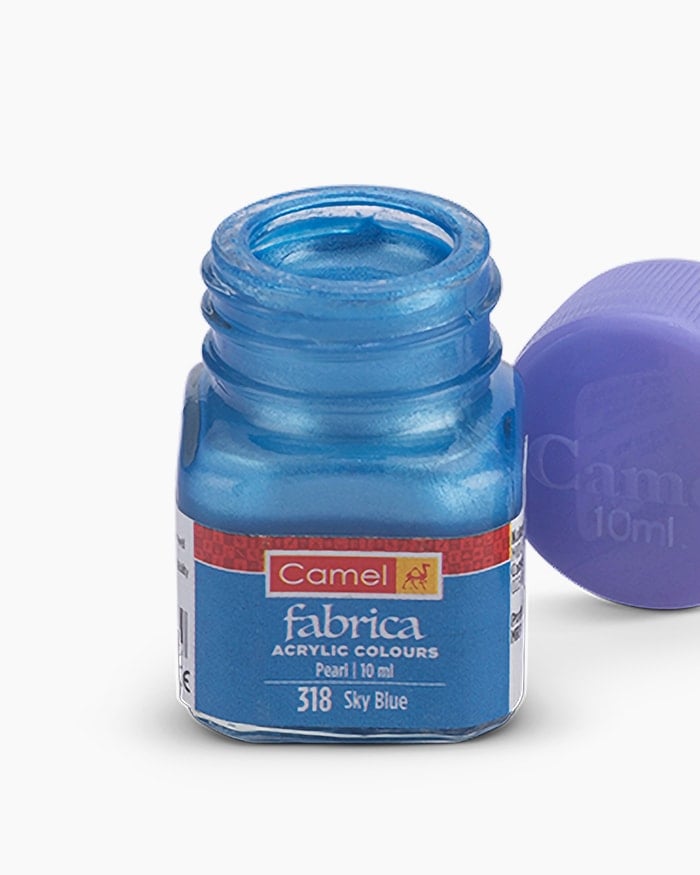 Camel Fabrica Acrylic Colours Individual bottle of Sky Blue in 10 ml, Pearl range (Pack of 2)