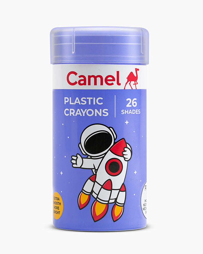Camel Plastic Crayons: Assorted Tin Pack of 26 Shades, Hexagonal