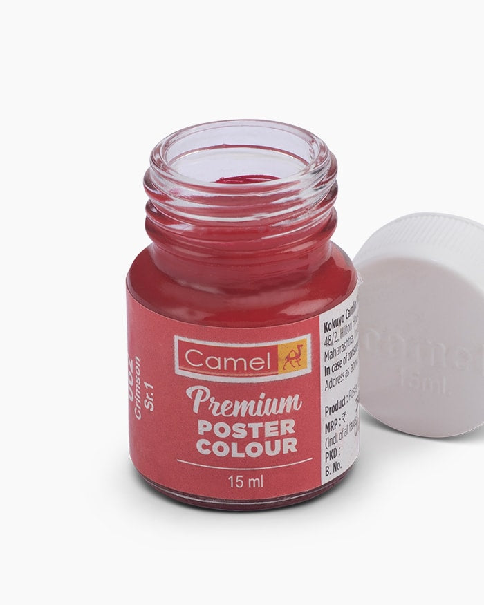 Camel Premium Poster Colour Individual bottle of Crimson in 15 ml (Pack of 2)