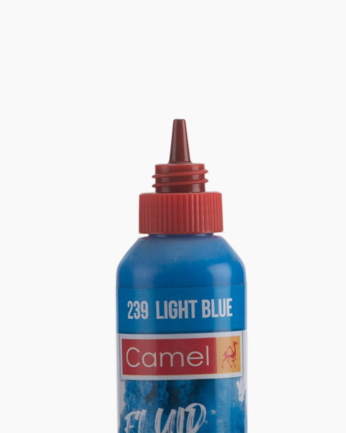 Camel Fluid Acrylic Colours Individual bottle of Light Blue in 50 ml
