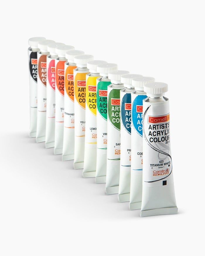 Camel Artist Acrylic Colour Assorted pack of 12 shades in 20  ml
