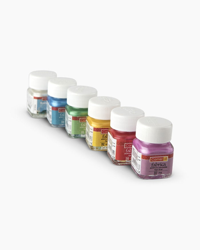 Camel Fabrica Acrylic Colours Assorted pack of 6 shades in 10ml, Pearl range
