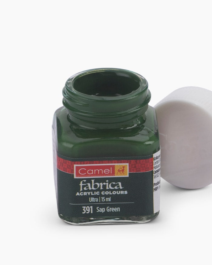 Camel Fabrica Acrylic Colours Individual bottle of Sap Green in 15 ml, Ultra range (Pack of 2)