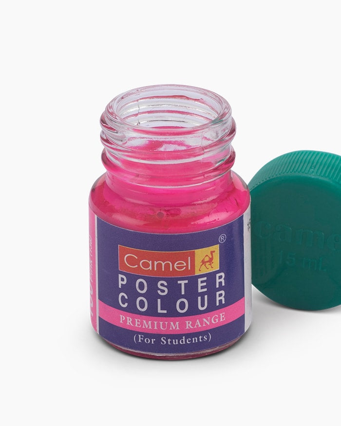 Camel Premium Poster Colour Individual bottle of Fluorescent Pink in 15 ml (Pack of 2)