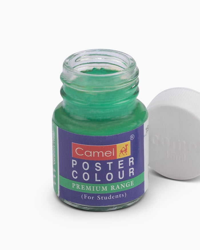 Camel Premium Poster Colour Individual bottle of Emerald Green in 15 ml (Pack of 2)