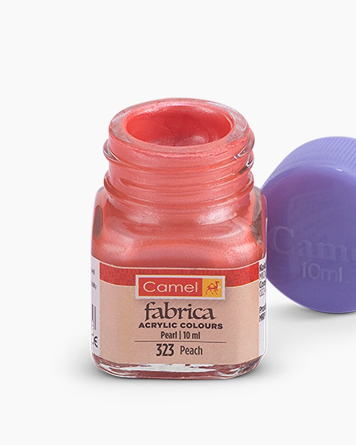 Camel Fabrica Acrylic Colours Individual bottle of Peach in 10 ml, Pearl range (Pack of 2)