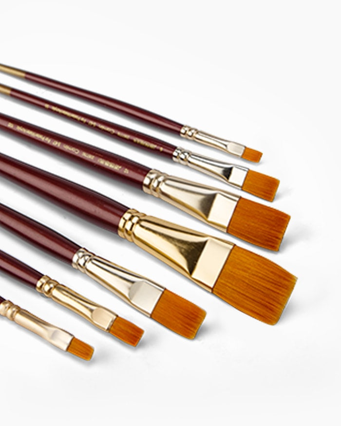 Camlin Synthetic Gold Brushes Assorted pack of 7 brushes, Flat - Series 67