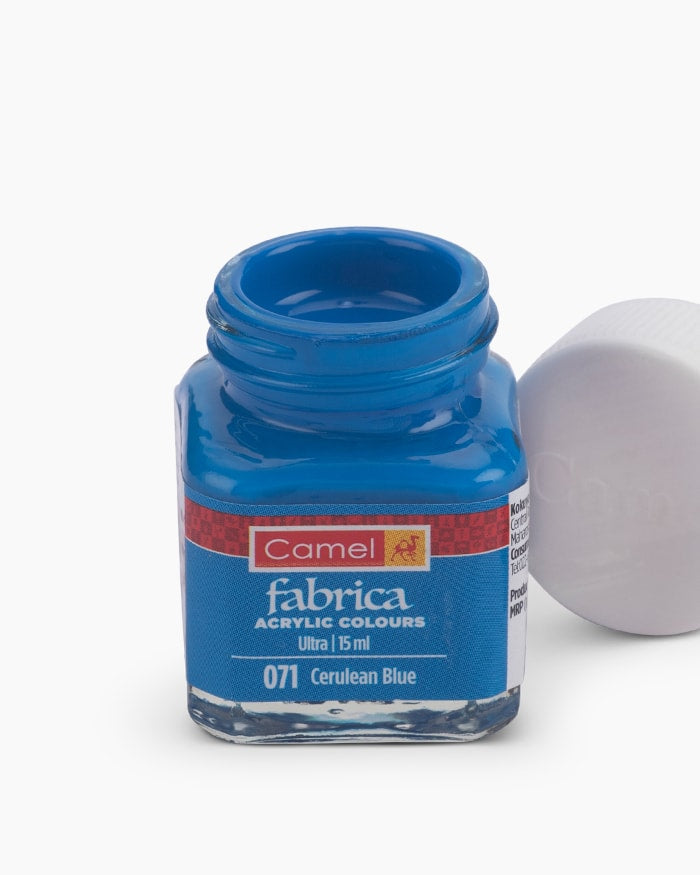 Camel Fabrica Acrylic Colours Individual bottle of Cerulean Blue in 15 ml, Ultra range (Pack of 2)