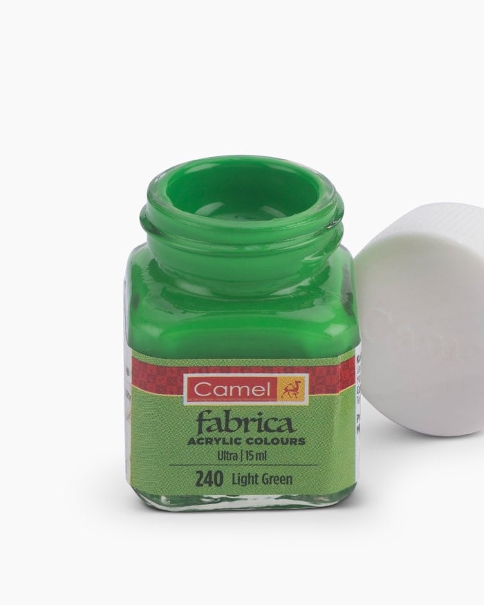 Camel Fabrica Acrylic Colours Individual bottle of Light Green in 15 ml, Ultra range (Pack of 2)
