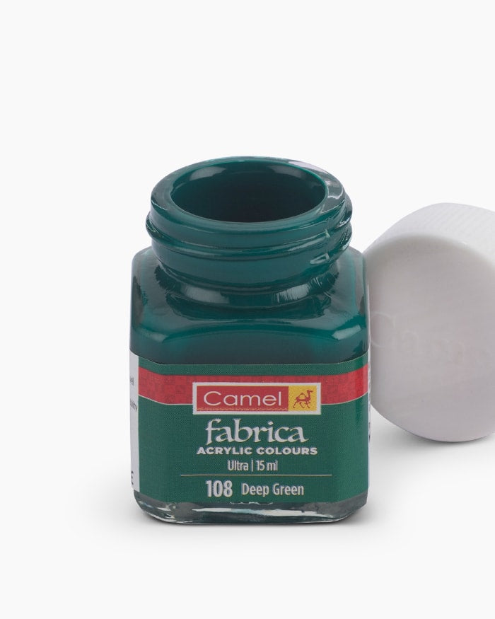 Camel Fabrica Acrylic Colours Individual bottle of Deep Green in 15 ml, Ultra range (Pack of 2)