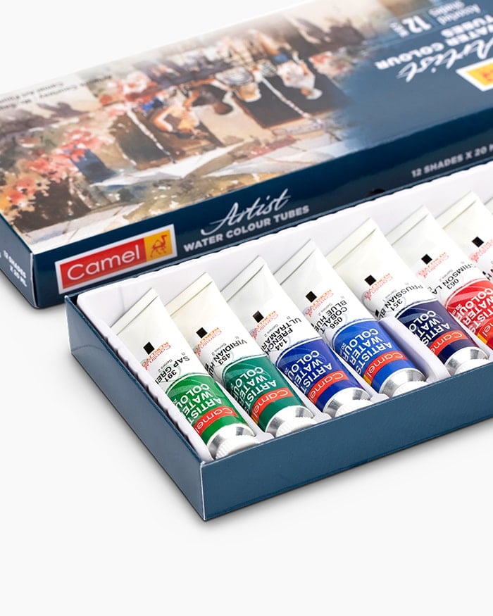 Camel Artist Water Colour Assorted pack of tubes, 12 shades in 20 ml