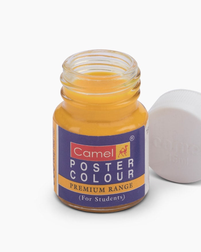 Camel Premium Poster Colour Individual bottle of Chrome Yellow Deep Hue in 15 ml (Pack of 2)