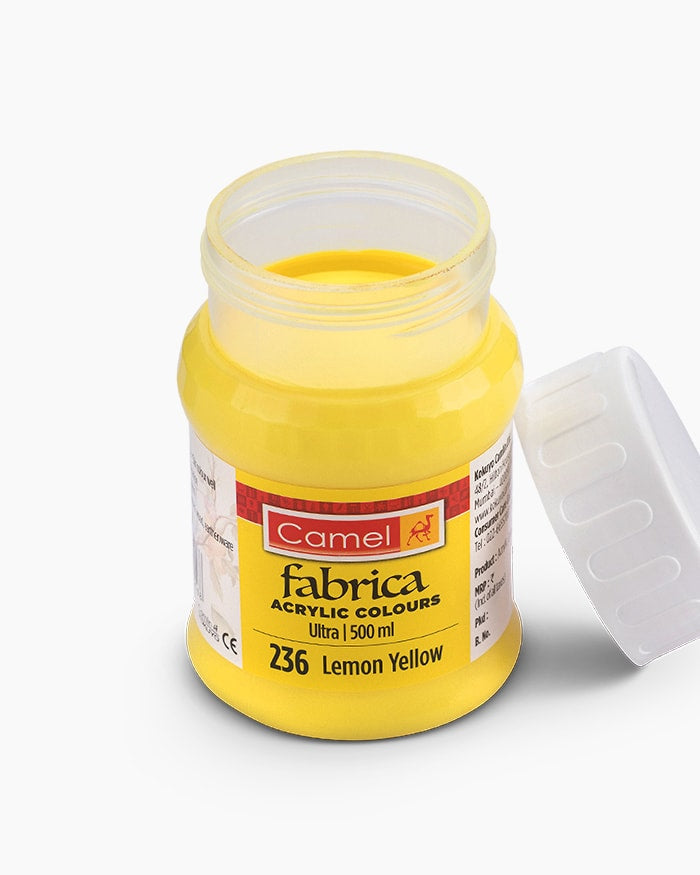 Camel Fabrica Acrylic Colours Individual bottle of Lemon Yellow in 500 ml, Ultra range
