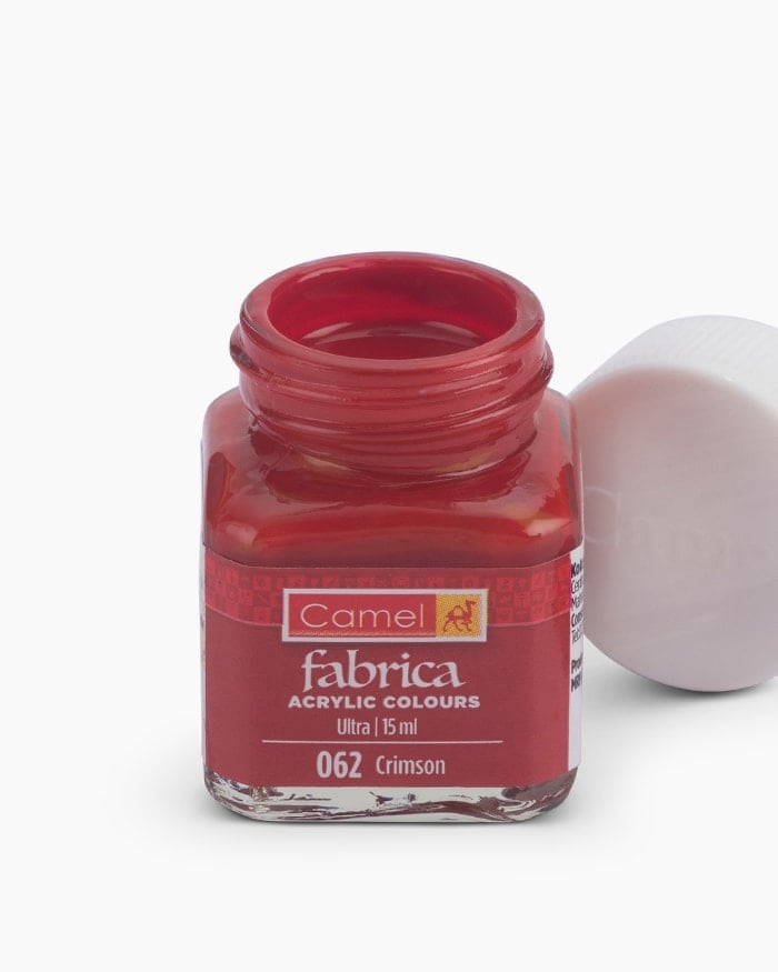 Camel Fabrica Acrylic Colours Individual bottle of Crimson in 15 ml, Ultra range (Pack of 2)