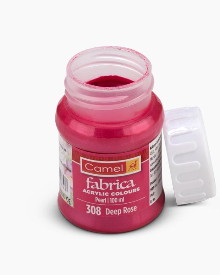 Camel Fabrica Acrylic Colours Individual bottle of Deep Rose in 100 ml, Pearl range