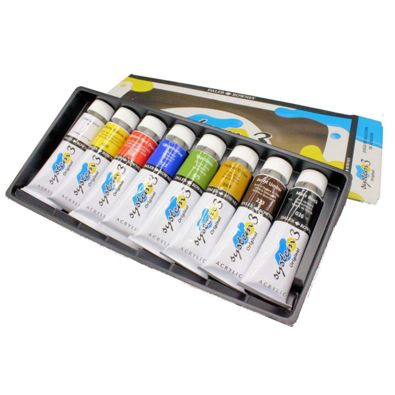 Daler-Rowney System3 Acrylic Colour Selection Set (8x75ml Tubes)