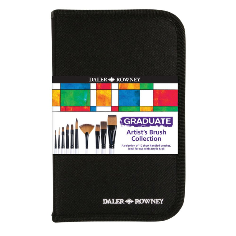 Daler-Rowney Graduate Short Handle Artists’ Zip Case Brush Set (10x Brushes)