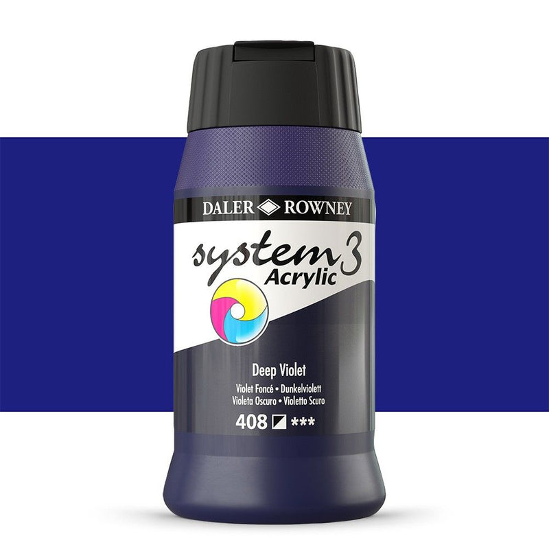 Daler-Rowney System3 Acrylic Colour Paint Plastic Pot (500ml, Deep Violet-408)