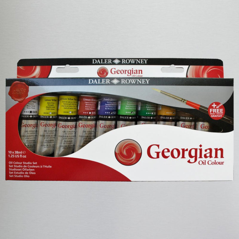 Daler-Rowney Georgian Oil Colour Studio Set With Brush (10x38ml, Multicolor-910)