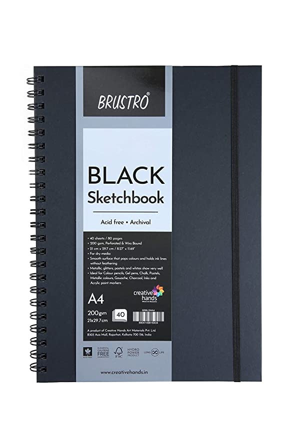 Kreative Kraft Black Sketchbook, Black Paper Book, Size A5, 240GSM (40  Sheets) Sketch Pad Price in India - Buy Kreative Kraft Black Sketchbook,  Black Paper Book, Size A5, 240GSM (40 Sheets) Sketch Pad online at