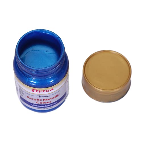 Oytra Ultramarine Blue Metallic Acrylic Color 100 ml Paint Metal Colours for Professionals Artist Hobby Painters DIY Art and Craft Painting Drawings on Canvas