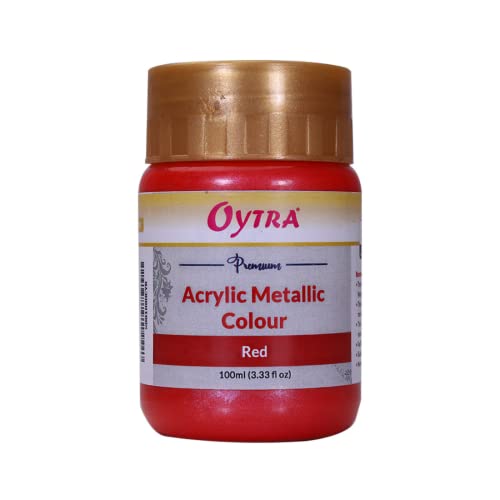 Oytra Red Metallic Acrylic Color 100 ml Paint Metal Colours for Professionals Artist Hobby Painters DIY Art and Craft Painting Drawings on Canvas